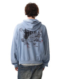 Graffiti Character Distressed Washed Zip Hoodies | Inflation Streetwear INFLATION