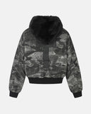 Jacquard Faux Fur Hooded Bomber Jacket | Inflation Streetwear