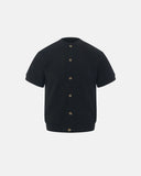 air layer short sleeve cardigan with front button closure