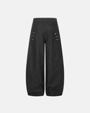 Front view black cargo baggy wide leg pants