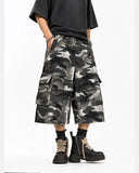 Grey Camo Utility Longline Shorts | Inflation Streetwear