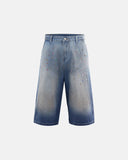 Rhinestone Washed Denim Baggy Jorts | Inflation Streetwear INFLATION