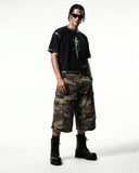 Oversized Camo Cargo Longline Shorts | Inflation Streetwear INFLATION