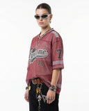 V-neck Graphic Mesh Jersey | Inflation Streetwear INFLATION