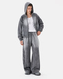full body outfit with monkey wash boxy zip up hoodie and sweatpant Tracksuit