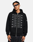 boxy hoodie with front braided embroidery detail