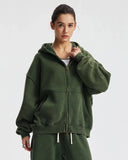 Boxy Fit Acid Washed Fleece Zip Up Hoodies | Inflation Streetwear INFLATION