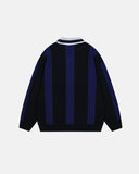 Retro Striped Polo Knit Sweater | Inflation Streetwear