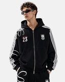 Script Graphic Boxy Zip Up Hoodie | Inflation Streetwear