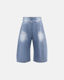 Star Rhinestone Longline Denim Shorts | Inflation Streetwear INFLATION