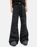 black whisker wash bootcut jeans front view