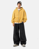Washed Fleece Oversized Zip Up Hoodie | Inflation Streetwear