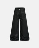 graphic wide leg pants back view with side music symbol print