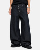button fly black baggy jeans front view