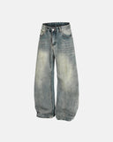 Washed  Bamboo Weave Baggy Jeans | Inflation Streetwear INFLATION
