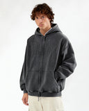 INFLATION Puff Print Washed Zip Up Hoodies INFLATION