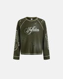 Distressed Ripped Script Graphic Waffle T-Shirt | Inflation Streetwear