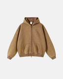 INFLATION Washed Distressed Fleece Zip Up Hoodies INFLATION