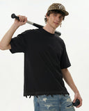 Embroidered Frayed Hem Oversized T-Shirt | Inflation Streetwear INFLATION