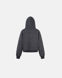 Fuzzy Stripe Boxy Zip Up Hoodie | Inflation Streetwear