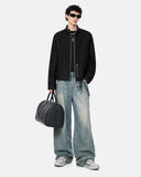 Black Contrast Stitch Denim Jacket | Inflation Streetwear