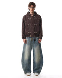Washed Clasp Fireman Hooded Denim Jacket | Inflation Streetwear INFLATION