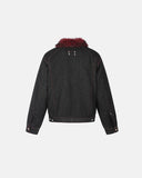 Red Faux Fur Denim Jacket | Inflation Streetwear