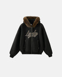 Faux Fur Collar Zip Up Hoodie Jacket  | Inflation Streetwear INFLATION