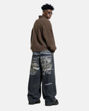 Dirty Wash Graphic Wide Leg Jeans | Inflation Streetwear