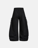 black barrel sweatpants back view with patch pocket