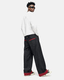 Plaid Patchwork Cinch Back Baggy Jeans | Inflation Streetwear