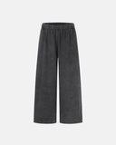 front view of stone grey cotton casual pants