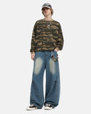 model wearing seam detail baggy jeans outfit view