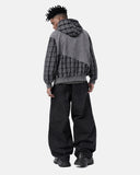 Plaid Patchwork Boxy Zip Up Hoodie | Inflation Streetwear