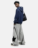 Distressed Star Boxy Zip Up Hoodie | Inflation Streetwear