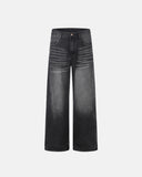 dark washed baggy jeans with adjustable back buckle