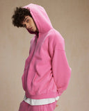 INFLATION Washed Distressed Fleece Zip Up Hoodies INFLATION