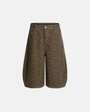 leopard print barrel longline shorts front view