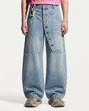 Asymmetric Button Baggy Jeans | Inflation Streetwear INFLATION