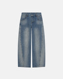 bamboo weave baggy jeans front view