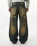 Dirty Wash Rhinestone Baggy Jeans | Inflation Streetwear INFLATION