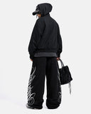 Cropped Script Zip Hoodie Oversized | Inflation Streetwear