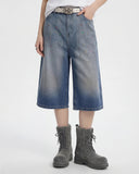 Rhinestone Washed Denim Baggy Jorts | Inflation Streetwear INFLATION