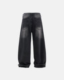 Whiskered Rhinestone Baggy Denim Jeans | Inflation Streetwear INFLATION
