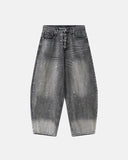 black washed denim with paint splatter detail