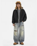 Faux Fur Hooded Padded Denim Jacket | Infltion Streetwear