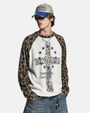 Leopard Raglan Waffle Texture T-Shirt | Inflation Streetwear