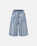 woven texture baggy jorts front view