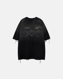 monkey washed distressed t shirt black
