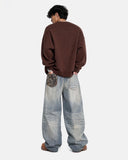 Leopard Detail Distressed Baggy Jeans | Inflation Streetwear